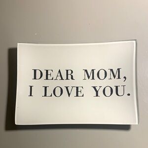 White Rectangular Tray with Black Text